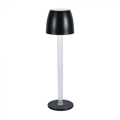 V-TAC Lampada LED da Tavolo 3W Nero e Trasparente Ricaricabile, Touch Dimmerabile Bianco Caldo