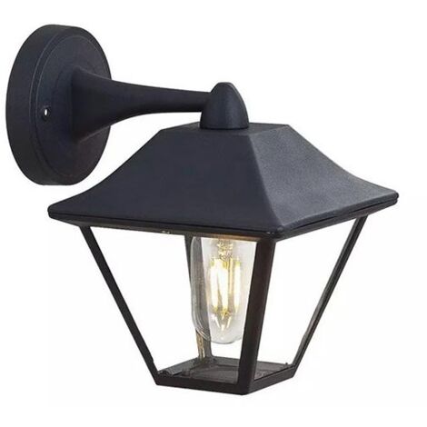 V-TAC Lampada LED Lanterna in Vetro Portalampada E27 Nero Opaco IP44
