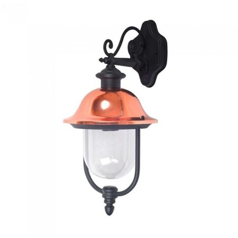 V-TAC Lampada LED Lanterna Portalampada E27 Rivolta Verso il Basso Nero, Calotta Rame IP44