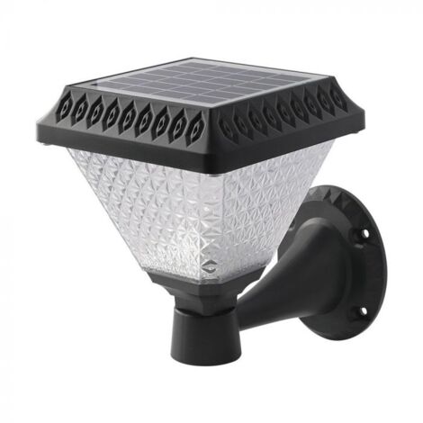 V-TAC Lampada LED Solare 0,8W a Piramide con Telecomando Nero 3in1 IP44