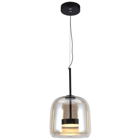 V-TAC Lampada LED Sospensione 6W, Metallo/Vetro, Nera Finiture Ambrate, H1440x230mm, 3000K IP20