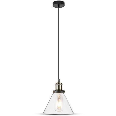 V-TAC Lampadario LED a Campana in Vetro con Portalampada E27 (Max 60W) Colore Trasparente