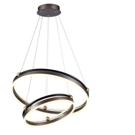 V-TAC Lampadario LED a Sospensione con 2 Cerchi 50W in Metallo Colore Caffè 3000K - SKU 23096 VT-7578