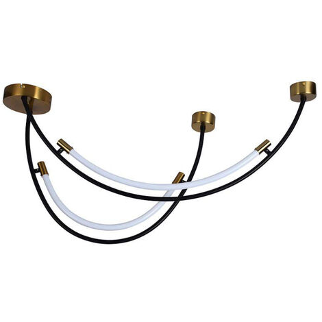 V-TAC Lampadario LED a Sospensione con 2 Mezzaluna 20W in Metallo Nero e Ottone 1006047.5Cm 3000K