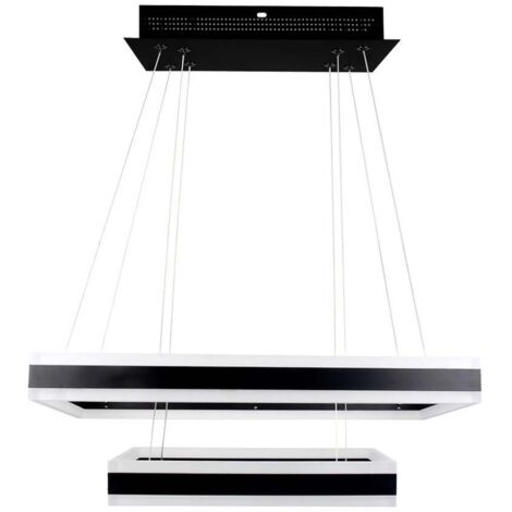 V-TAC Lampadario LED a Sospensione con 2 Rettangoli 113W Metallo Nero Bianco Caldo Dimmerabile