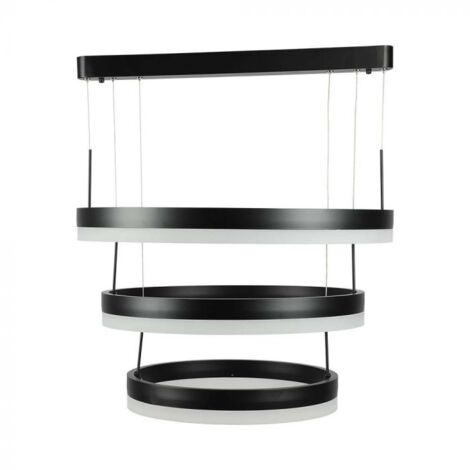 V-TAC Lampadario LED a Sospensione con 3 Cerchi 86W in Metallo Colore Nero 3000K Triac Dimmerabile