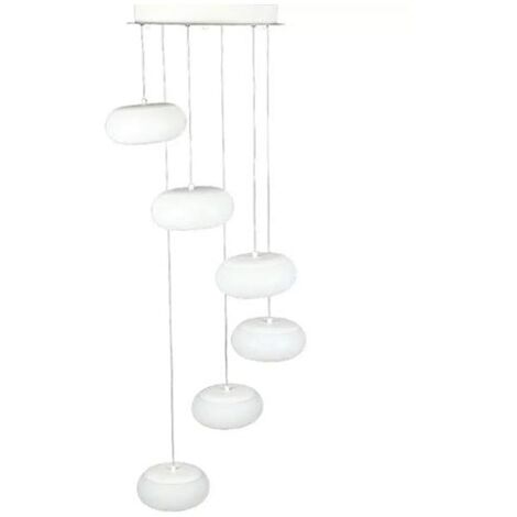 V-TAC Lampadario LED Composto da 6 Tondi 72W in Metallo Bianco Bianco Caldo Dimmerabile