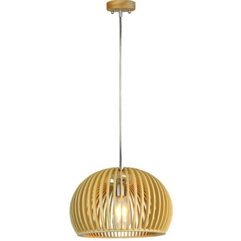 V-TAC Lampadario LED in Legno Portalampada E27 Cappuccio Cromato