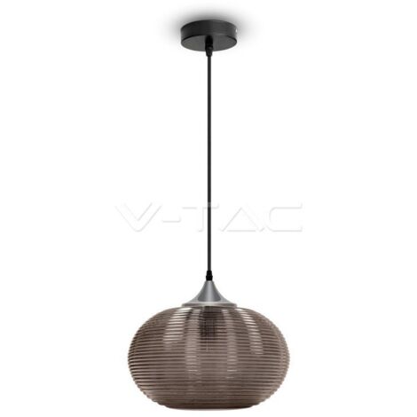 V-TAC Lampadario LED Sfera in Vetro Ondulato e Metallo Portalampada E27 (Max 60W)