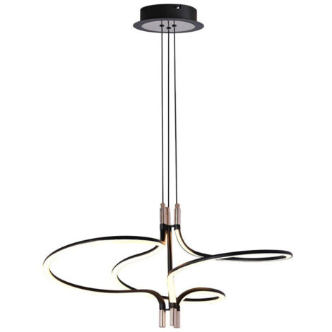 V-TAC Lampadario LED Sospensione 30W Design Moderno Metallo Nero Oro H1200x560mm Bianco Caldo
