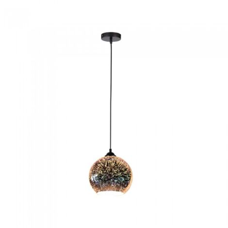 V-TAC Lampadario LED Sospensione con Portalampada E27 Campana Vetro Specchio 3D d:25cm