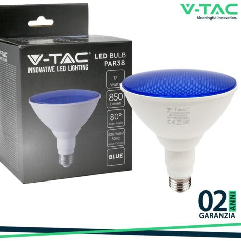V-TAC Lampadina LED Attacco E27 da 17W PAR38 Colore Blu in plastica