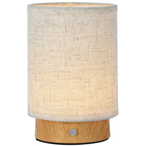 V-TAC Lampe de Table LED 3W Rechargeable en Bois Beige USB C Tactile Intensité Variable 3000K - 23090