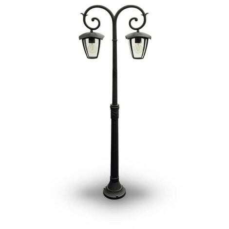 V-TAC Lampione LED con Portalampada E27 (Max 260W) Colore Nero h: 141cm IP44