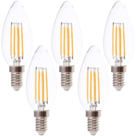 V-TAC LED-Filament-Lampe VT-1986-N, E14, EEK: F, 4W, 400lm, 3000K, 5 Stück
