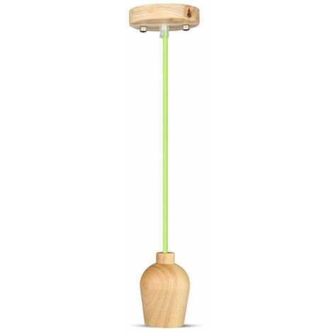 V-TAC LED-Kronleuchter aus Holz mit E27-Lampenfassung (max. 60 W) mit grünem Kabel