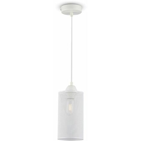 V-TAC LED-Kronleuchter aus Metall in Zylinderform mit E27-Lampenfassung (max. 60 W), Farbe Mattweiß