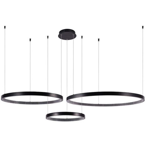 V-TAC LED Pendelleuchte mit 3 Kreisen 57W Metall Schwarz Farbe 15191108cm Warmweiß