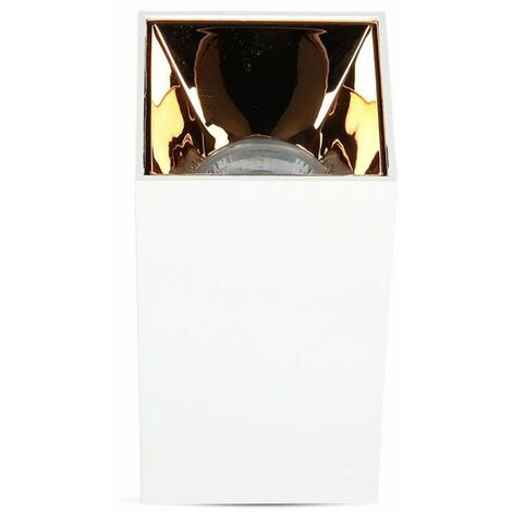 V-TAC LED-Strahlerhalter, quadratisch, Deckenmontage, GU10, weißer Körper, Roségold-Reflektor