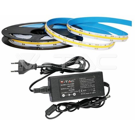 V-TAC LED-Streifen-Set 24V COB 280LEDs/m 5m kaltweiß 6400K IP20 + Netzteil - SKU 2675