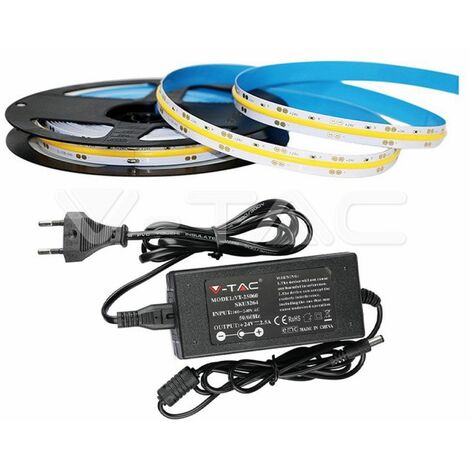 V-TAC LED-Streifen-Set 24V COB 421LEDs/m 5m kaltweiß 6400K IP20 + Netzteil - SKU 2678
