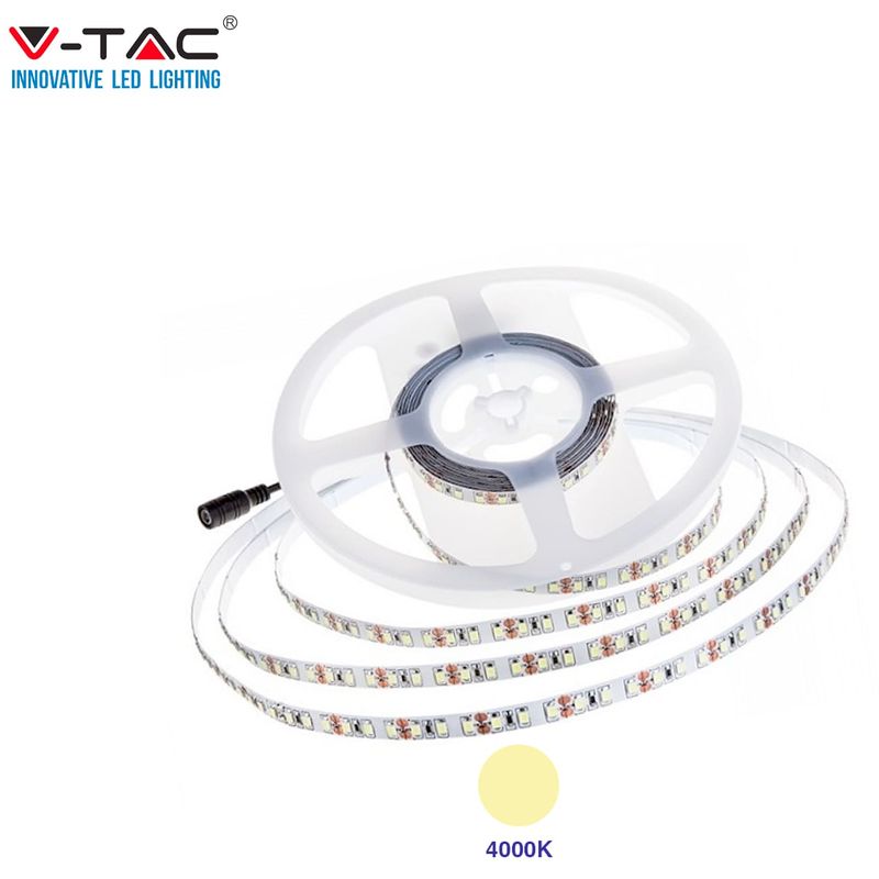 Image of V-tac - striscia led 12V 5M chip samsung SMD2835 luce naturale 4000K