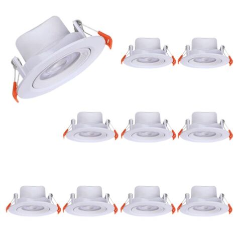 V-Tac – Lot de 10 spots LED encastrables orientables 7W – CCT switch 3000-4000-6500K – Pour éclairage d'accentuation – IP20 – 510 lm