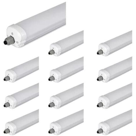 V-Tac – Lot de 12 réglettes LED étanches 150cm 48W 5760lm IP65 – Économie d'énergie 60% – Pour chantiers, garages et caves - VT-1574