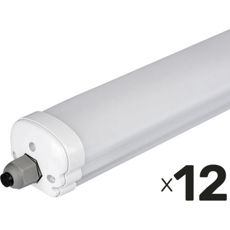 V-TAC Luminaire LED pour zones humides VT-1249-N, EEK: E, 36 W, 4320 lm, 4500 K, 1200 mm, 12 pièces