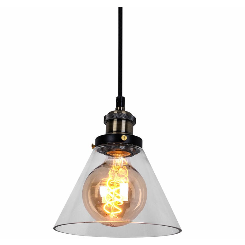 Plafonnier design suspension luminaire suspendu lampe spot IP20 E27 abat-jour verre vtac 3738
