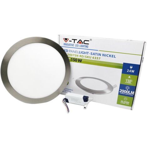 V-TAC Mini Pannello LED 24W Montaggio ad Incasso Rotondo Colore Nichel Satinato Bianco Caldo