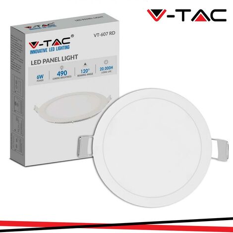 V-TAC Mini Pannello LED 6W Montaggio ad Incasso Rotondo Bianco Naturale