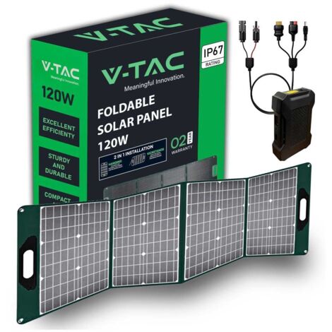 V-TAC modulo pannello fotovoltaico solare pieghevole 120w per ricarica power station portatile sku 11446