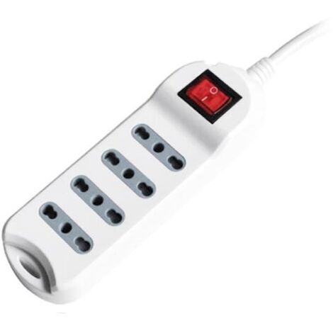 V-tac multipresa 4 bipasso 10/16a con interruttore luminoso e attacco a parete colore bianco 8740