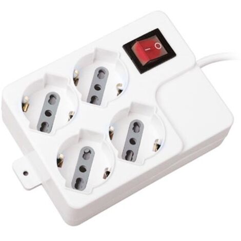 V-TAC MULTIPRESA 4 POSTI COLORE BIANCO CON INTERRUTTORE LUMINOSO E PROTEZIONE RIPRISTINABILE - SKU 8748