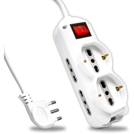 V-TAC Multipresa Elettrica 6 Posti con Interruttore e Cavo 1,5mt,4 Prese Laterali 10/16A Bipasso e 2 Frontali 10/16A Bipasso Shuko,Presa Elettrica per Casa, Ufficio, Negozio,Spina 16A - Ciabatta