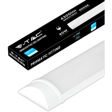 V-TAC Plafoniera LED Lineare da Soffitto 120 CM - 40W - Chip Samsung - Lampada Rettangolare 4300 Lumen IP20 per Parete, Garage, Negozio - Tubo LED - Luce 4000k Bianca Naturale