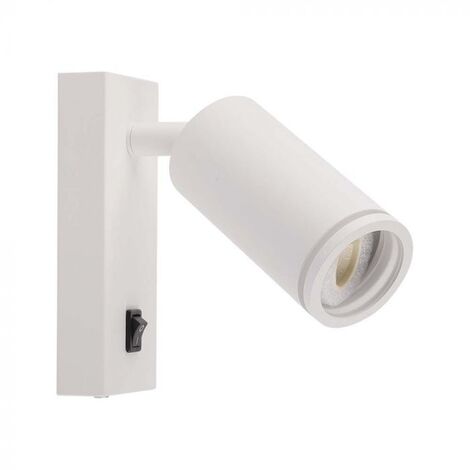 V-TAC Portafaretto LED da Muro GU10 Orientabile con interruttore e Portalampada Colore Bianco