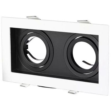V-TAC Portafaretto LED Doppio da Incasso 2GU10 Orientabili Colore Bianco e Nero