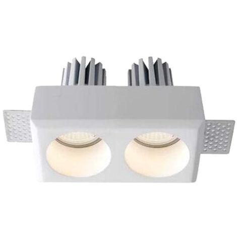 V-TAC Portafaretto LED Doppio da Incasso Rettangolare 2GU10 in Gesso Colore Bianco