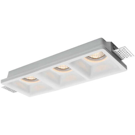 V-TAC Portafaretto LED Triplo da Incasso Rettangolare 3GU10 Corpo in Gesso Bianco