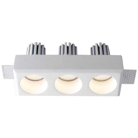 V-TAC Portafaretto LED Triplo da Incasso Rettangolare 3GU10 Corpo in Gesso Bianco