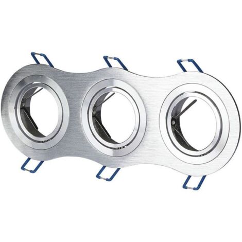 V-TAC Portafaretto LED Triplo da Incasso Rotondo 3GU10 in Alluminio Spazzolato Orientabile
