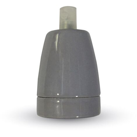 V-TAC Portalampada in Porcellana E27 (Max 60W) Colore Grigio
