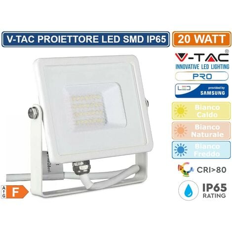V-TAC PRO VT-20 FARO LED SMD 20W ULTRASOTTILE CHIP SAMSUNG DA ESTERNO COLORE BIANCO - SKU 442 / 443 / 444 - Colore Luce: Bianco Freddo