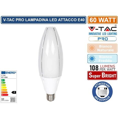 V-TAC PRO VT-260 Lampadina led chip samsung 60W E40 oliva bianco freddo 6400K - SKU 21188