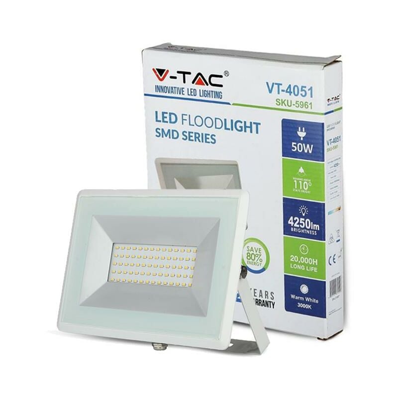 50W led proiettore smd e-series corpo bianco bianco caldo 3000K - Luce calda