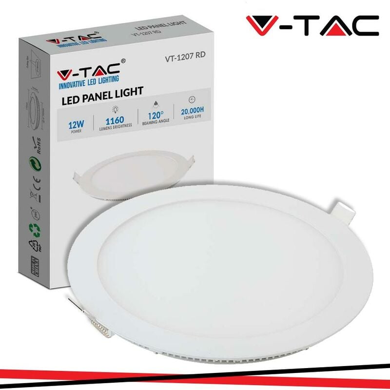 Image of Vtac - v-tac v-tac Pannelli Mini Pannello led 12W Montaggio ad Incasso Rotondo 4000K