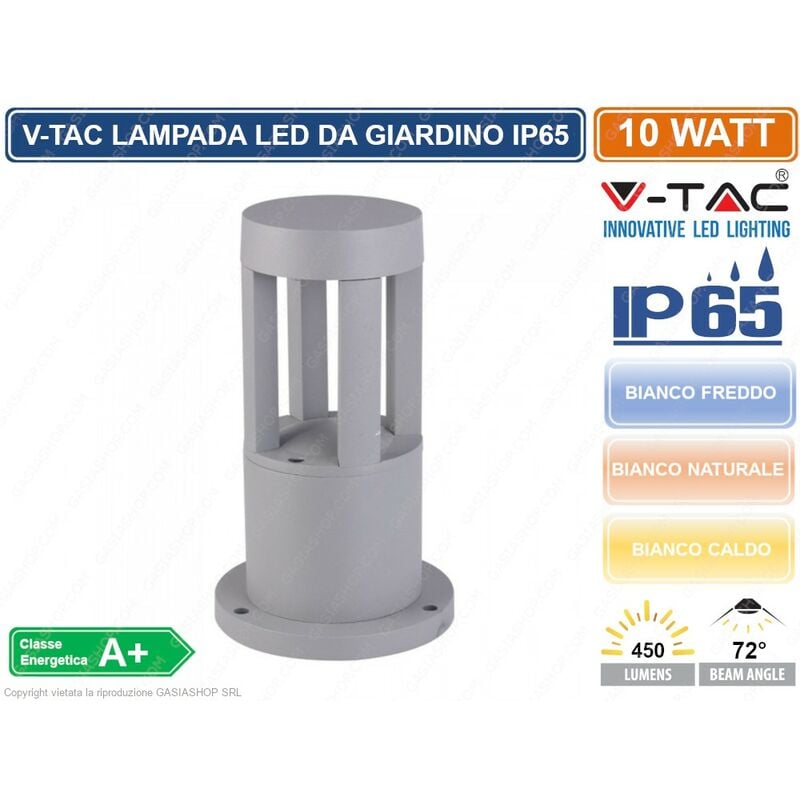 Image of VT-830 lampada led da giardino con fissaggio a terra 10W colore grigio IP65 - sku 8319 / 8320 / 8321 da esterno IP65 - Colore Luce: Bianco Freddo