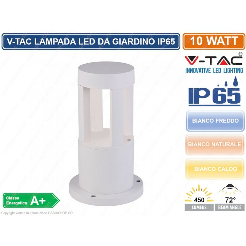 Image of VT-830 lampada led da giardino con fissaggio a terra 10W colore bianco IP65 - sku 8316 / 8317 / 8318 da esterno IP65 - Colore Luce: Bianco Freddo